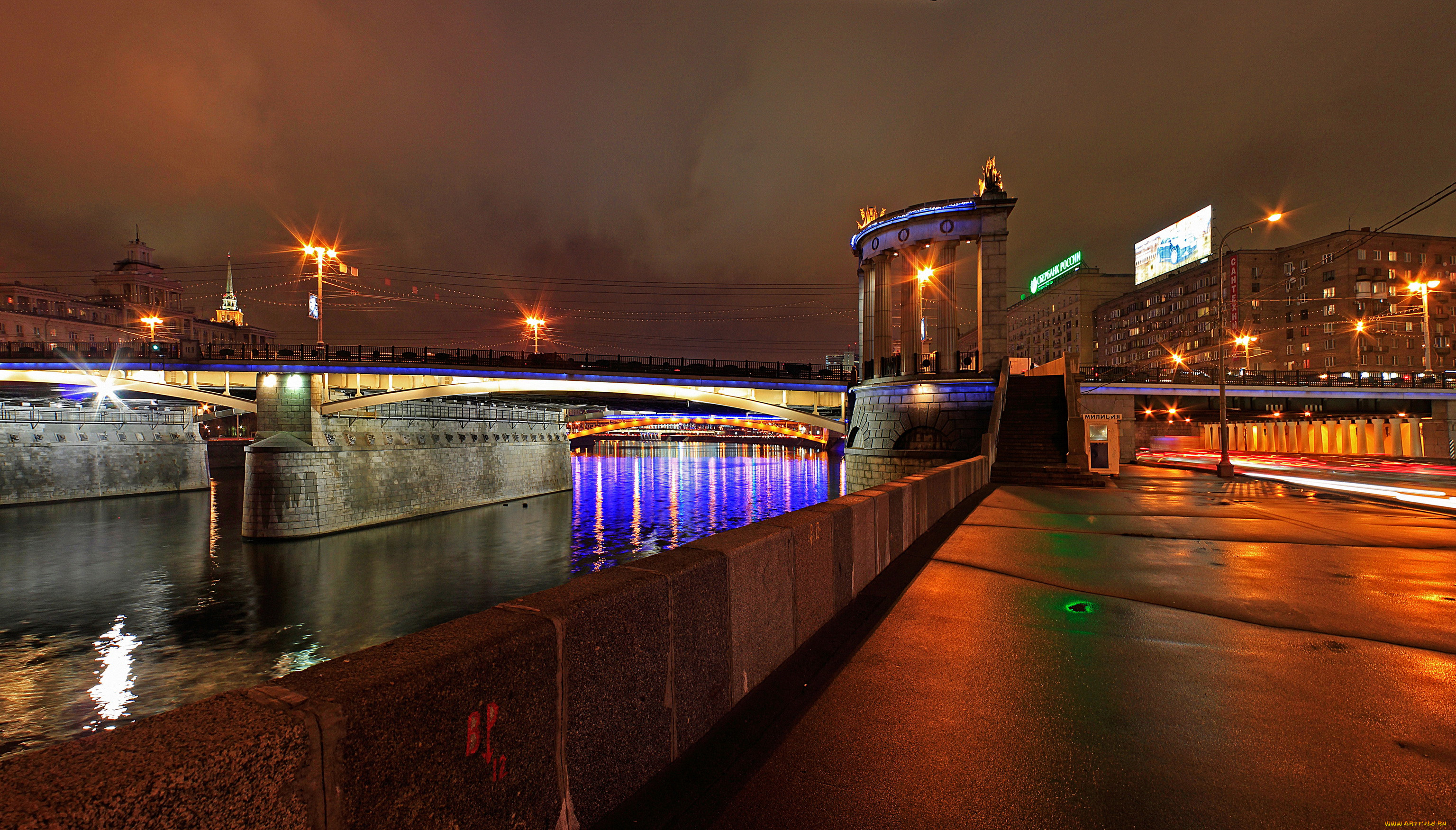 Москва Сити ночная мост
